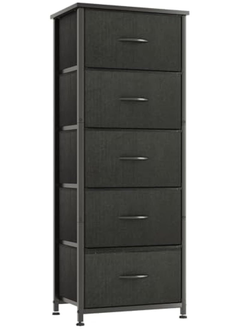 Apexll Tall 5-Drawer Fabric Dresser – Space-Saving Storage Tower with Wood Top & Sturdy Steel Frame – Lightweight Organizer for Bedroom, Closet, Hallway or Entryway  - Image 1