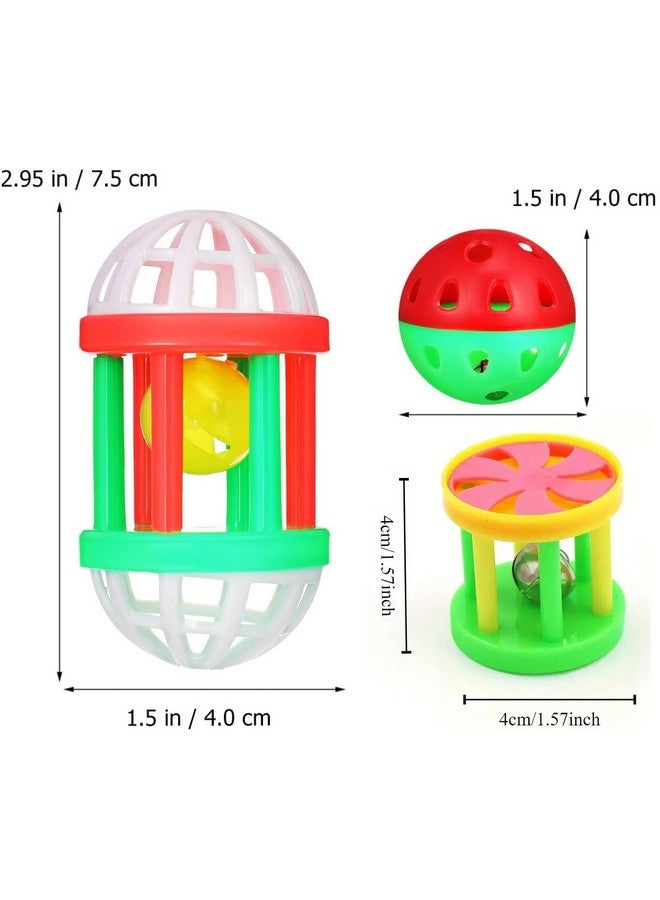 Parrot Ball Toy, 3 Pcs Cat Balls Plastic Ringing Roller Toys Cylinder Shape Teasing Toys For Bird Interactive Bell Ball, Bird Toy For Cockatiel, Budgerigar, Parrots, Set Of 3 - Image 2