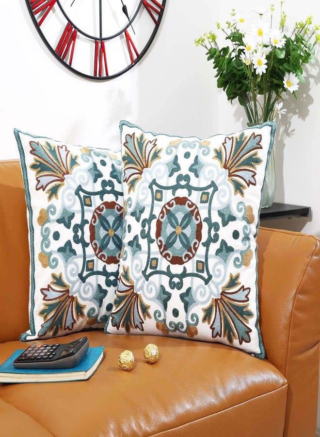 Oneslong Onelsong Decorative Pillow Covers for Couch Living Room 18x18 inches Set of 2 Embroidery Square Boho Throw Pillows Cover for Sofa Chair Bed - Image 2