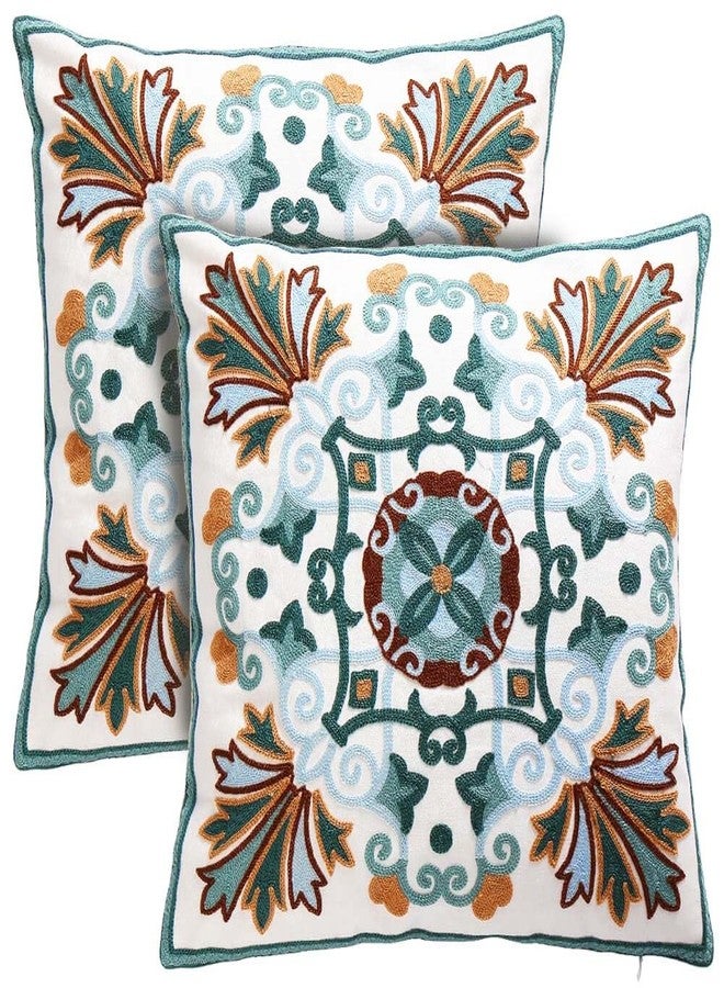 Oneslong Onelsong Decorative Pillow Covers for Couch Living Room 18x18 inches Set of 2 Embroidery Square Boho Throw Pillows Cover for Sofa Chair Bed - Image 1