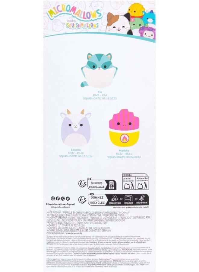 Jazwares Micromallows SQMM0191-3-Pack Super Soft Mini Squishmallows 6.5 cm Plush Toys (Tia, Mariska, Louden) - Image 3