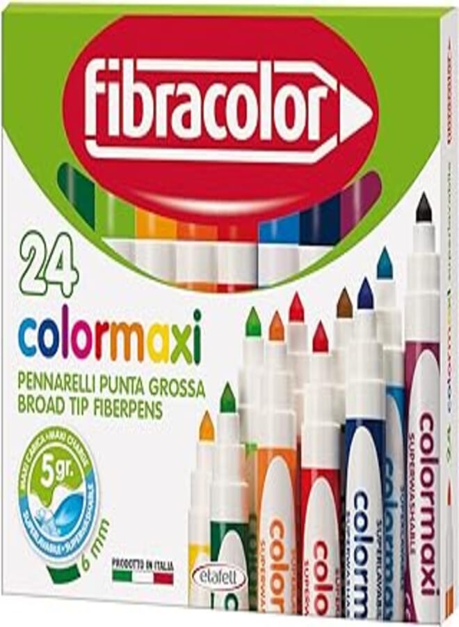 Fibracolor Colormaxi Broad Point Fibre Colouring Pens Super Washable - by Fibracolor