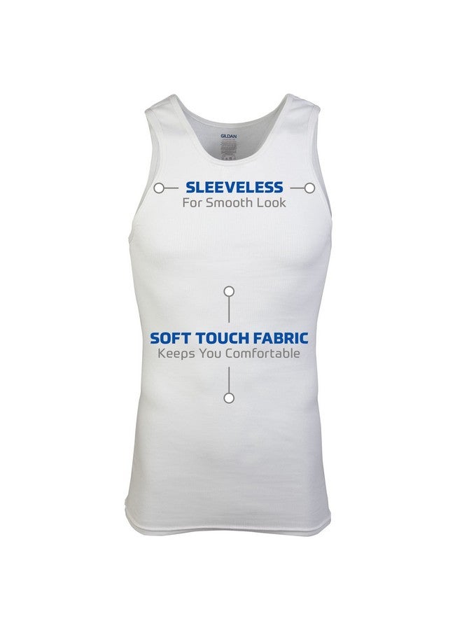 Gildan Men's A-shirt Tanks, Multipack, Style G1104, White (6 Pack), Medium - Image 1