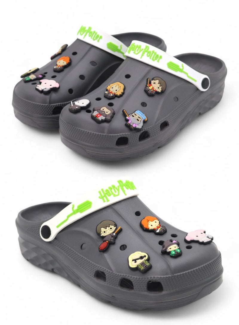 SVAAR x Harry Potter Men's Magical Clogs with 10 Authentic Harry Potter Charms Included and Adjustable Back Strap Grey - Image 1