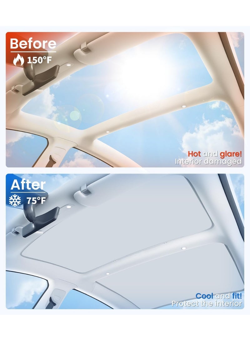 2024 Highland Tesla Model 3 Sunshade Roof [No-Sag, Sun Protection] [No Gaps] Tesla Model 3 Accessories 2024 Heat Insulation Foldable Roof Sunshade for Model 3 2024 Highland- Gen 3 Gray - Image 3