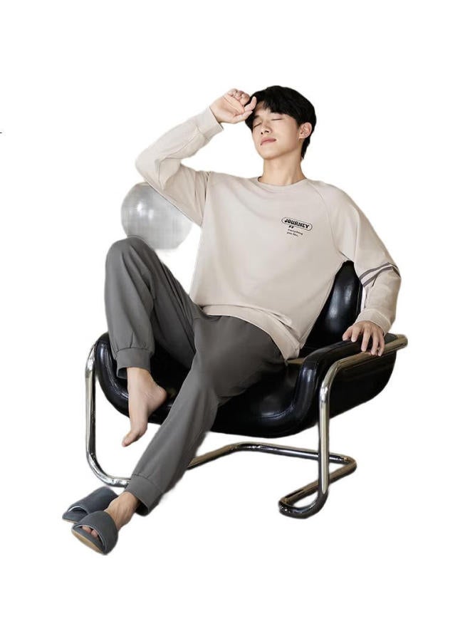 Fenton Fenteng Men'S Spring And Autumn New Style Sports Style Pure Cotton Round Neck Sweatshirt Youth Home Wear Set 0820 - Image 1