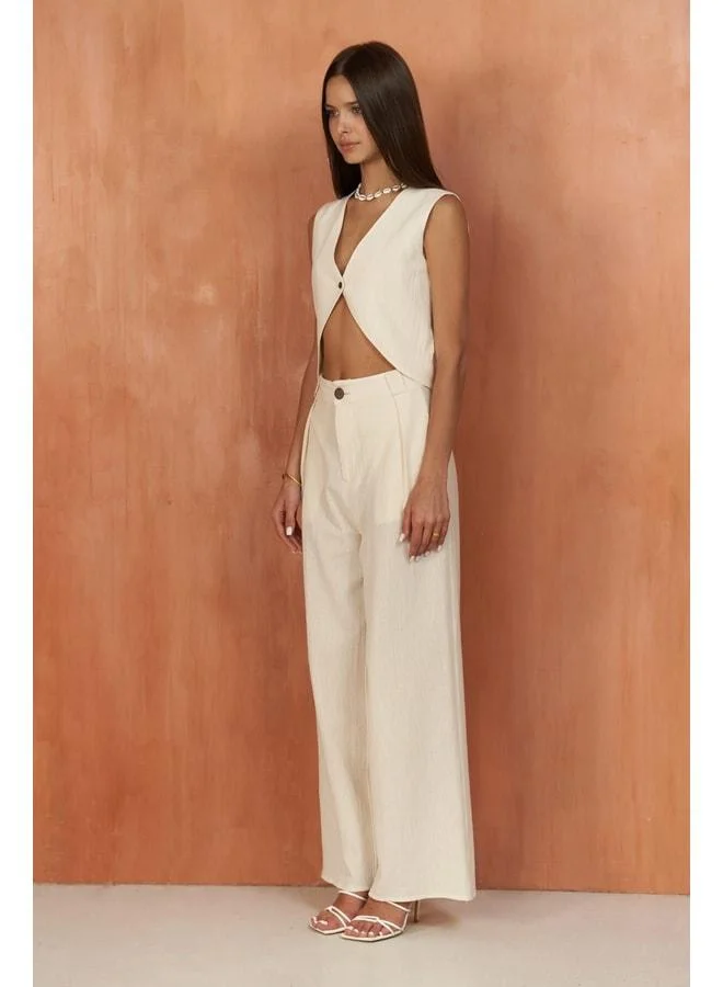 Bohemai  Montana Natural Vest and Trousers Set. for Women | Best Price UAE