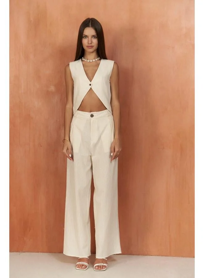 Bohemai  Montana Natural Vest and Trousers Set. for Women | Best Price UAE