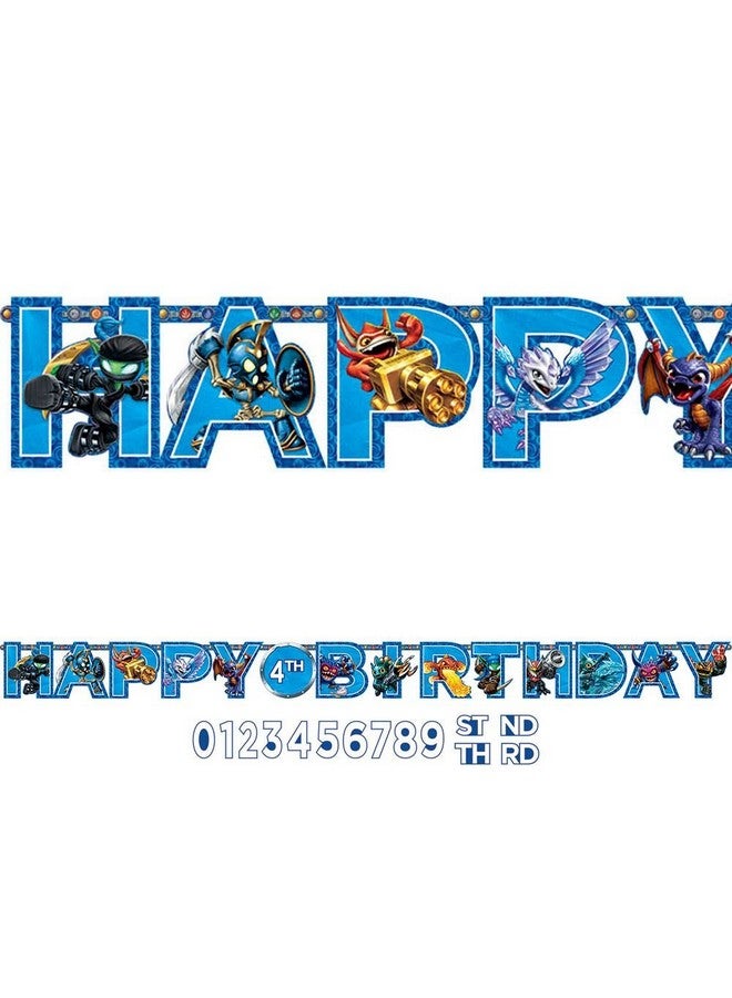Amscan Swashbuckling Skylanders Jumbo Add An Age Letter Banner Birthday Party Decoration (1 Piece) 10 1/2' X 10" Blue - Image 1