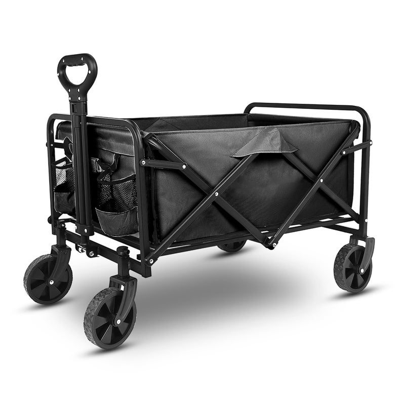 Yesker Foldable Wagon - 220lbs Collapsible Garden Carts with All Terrain Wheels for Outdoor Camping Sports Shopping Gardening - Heavy Duty Portable Utility Trolley (Black) - Image 1