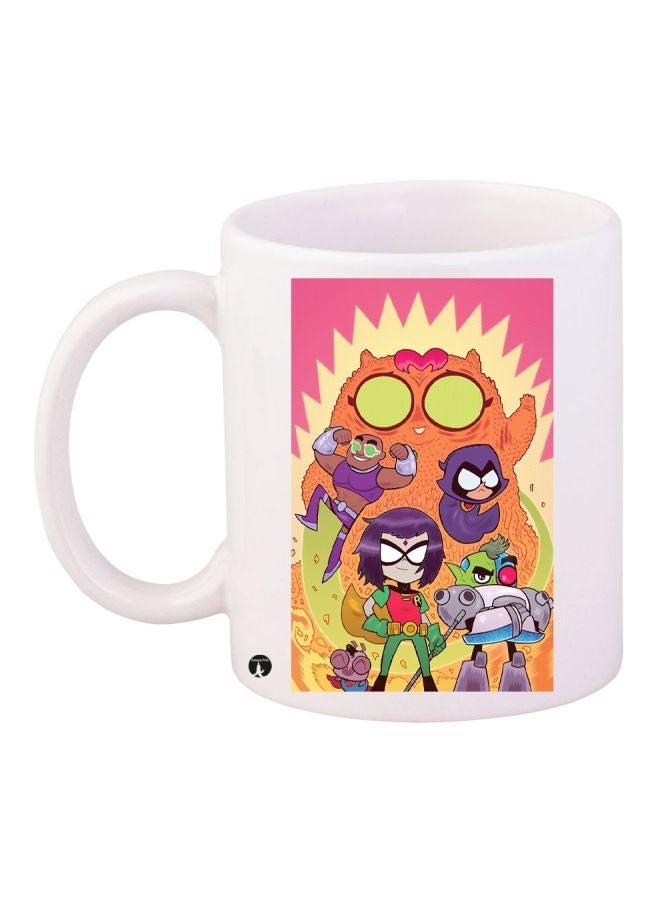 Teen Titans Go! Printed Coffee Mug White/Pink/Orange 11ounce