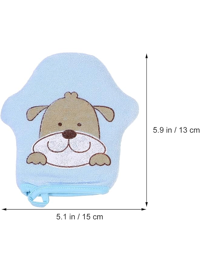 Oasisgalore 3Pcs Scrub Gloves Baby Shower Cartoon Bathing Gloves Body Wash Scrubber Mitt Towel With Animal Designs Exfoliating Bath Sponge Shower Loofah Bath Puppets Cotton Child Puffs Frosted - Image 2