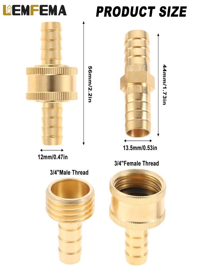 Lemfema 4 Sets 3/4 Inch Garden Hose Connector Solid Brass Repair Kit, Water Hose Mender Female and Male Water Hose Connector with Tape, Stainless Steel Clamp and Rubber Gasket - Image 2