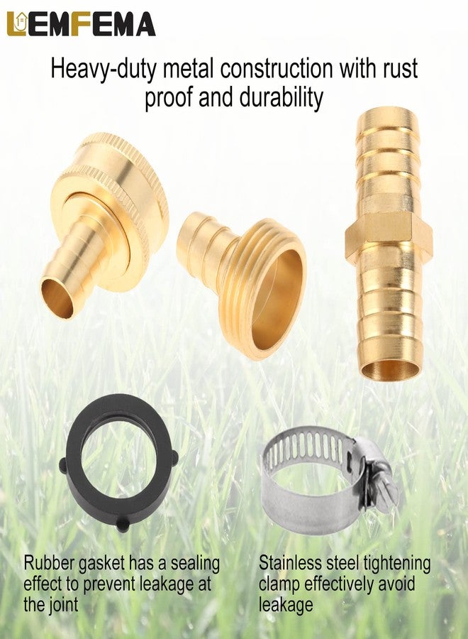 Lemfema 4 Sets 3/4 Inch Garden Hose Connector Solid Brass Repair Kit, Water Hose Mender Female and Male Water Hose Connector with Tape, Stainless Steel Clamp and Rubber Gasket - Image 5