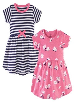 hudson baby Hudson Baby Infant and Toddler Girl Cotton Dresses Pink Daisy, 0-3 Months  - Image 5