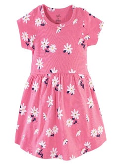 hudson baby Hudson Baby Infant and Toddler Girl Cotton Dresses Pink Daisy, 0-3 Months  - Image 3