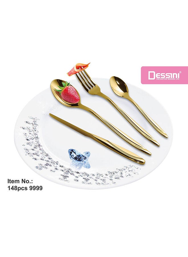 DESSINI طقم أدوات مائدة ديسيني 148 قطعة ذهبية - Image 1