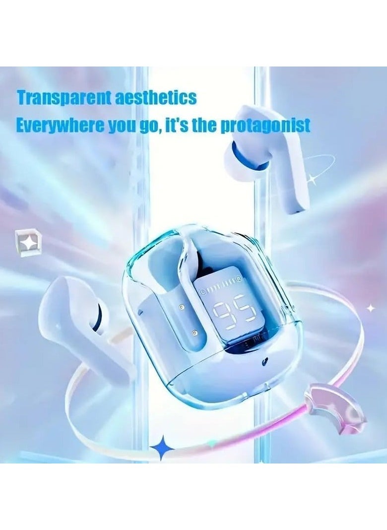 FARROBIZZ - Wireless Earbuds, Bluetooth Headphones with Noise Cancellation, In-ear Earbuds, Translucent Earphones with Touch Control, Built-in Microphone, LED Digital Display | White & Black (white) - Image 1
