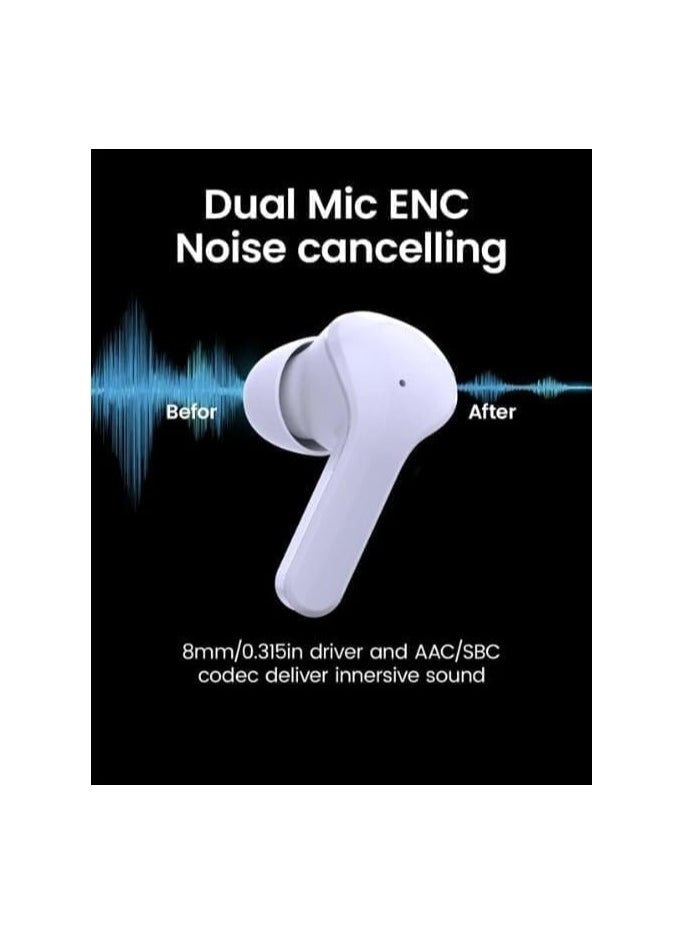 FARROBIZZ - Wireless Earbuds, Bluetooth Headphones with Noise Cancellation, In-ear Earbuds, Translucent Earphones with Touch Control, Built-in Microphone, LED Digital Display | White & Black (white) - Image 1