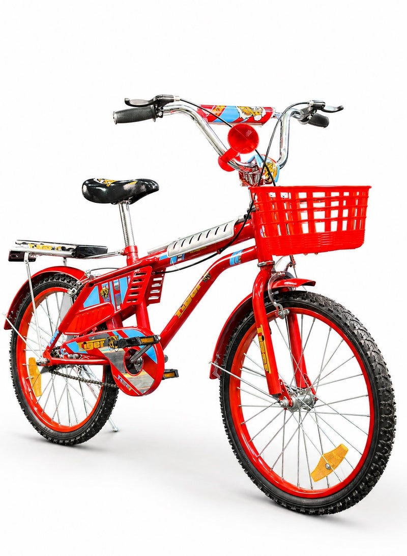 Tiger 20-Inch Kids Bicycle – Practical Design with Front Basket & Rear Seat