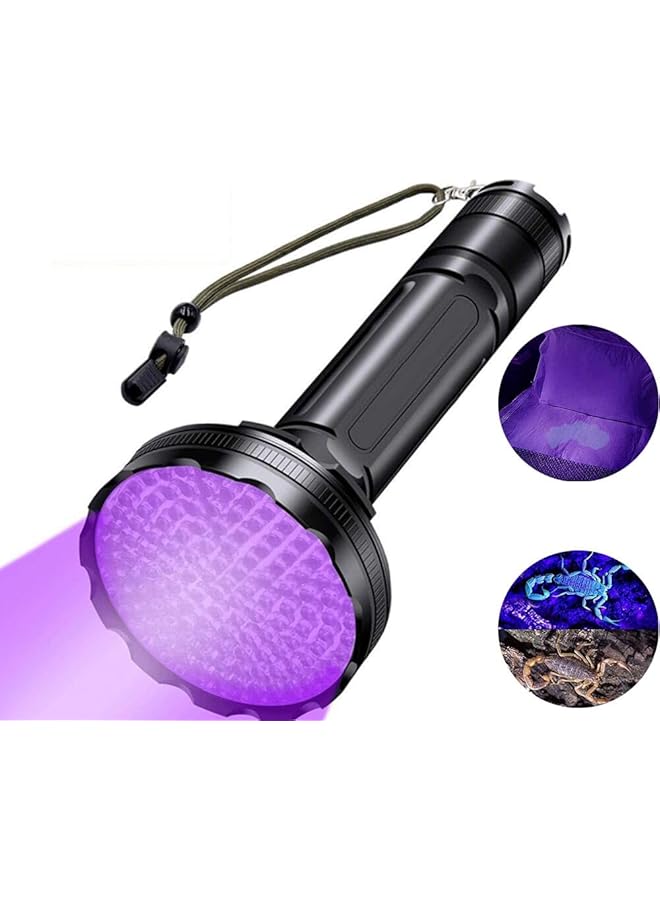 X spring UV Flashlight Black Light 128 LED UV Blacklight Flashlight Handheld UV Flashlights with Lanyard UV Light Flashlight for Bed Bugs Scorpions Hunting Dry Stains Dog and Cat (Black) - Image 1