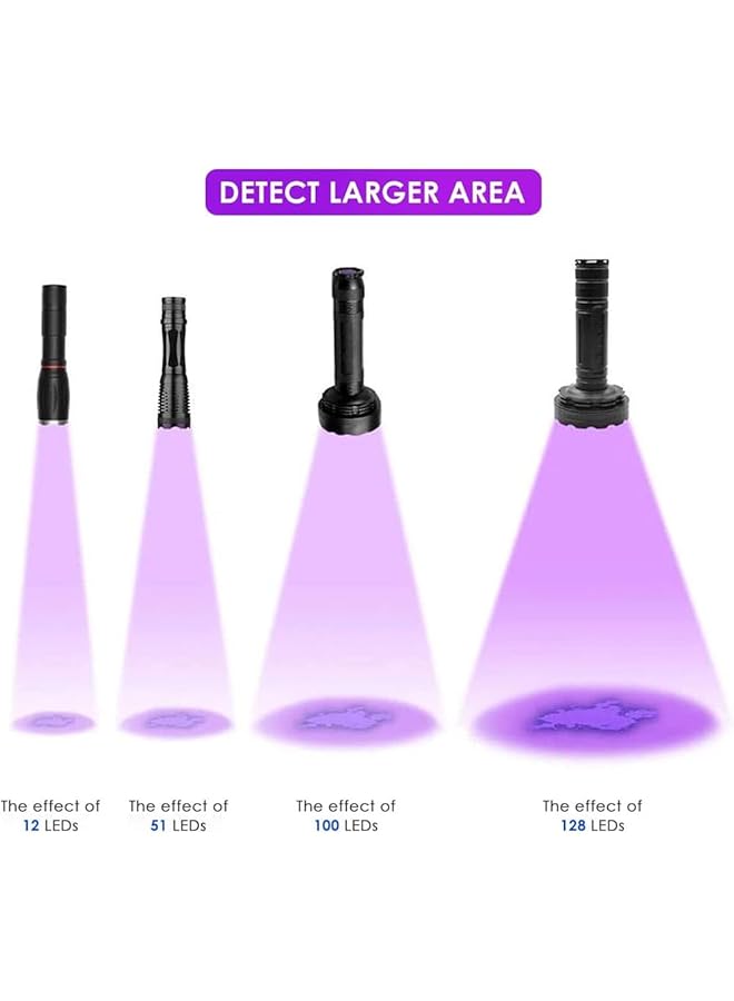 X spring UV Flashlight Black Light 128 LED UV Blacklight Flashlight Handheld UV Flashlights with Lanyard UV Light Flashlight for Bed Bugs Scorpions Hunting Dry Stains Dog and Cat (Black) - Image 4