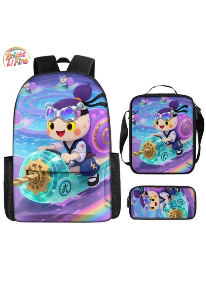 Bright Li Fire Backpacks + handbags + stationery bags | Back-to-school season/festival gifts | Cartoon bag three-piece set, easy to deal with various occasions (available for students, children, friends outings, mountain climbing, school, etc.) - 114 - Image 1