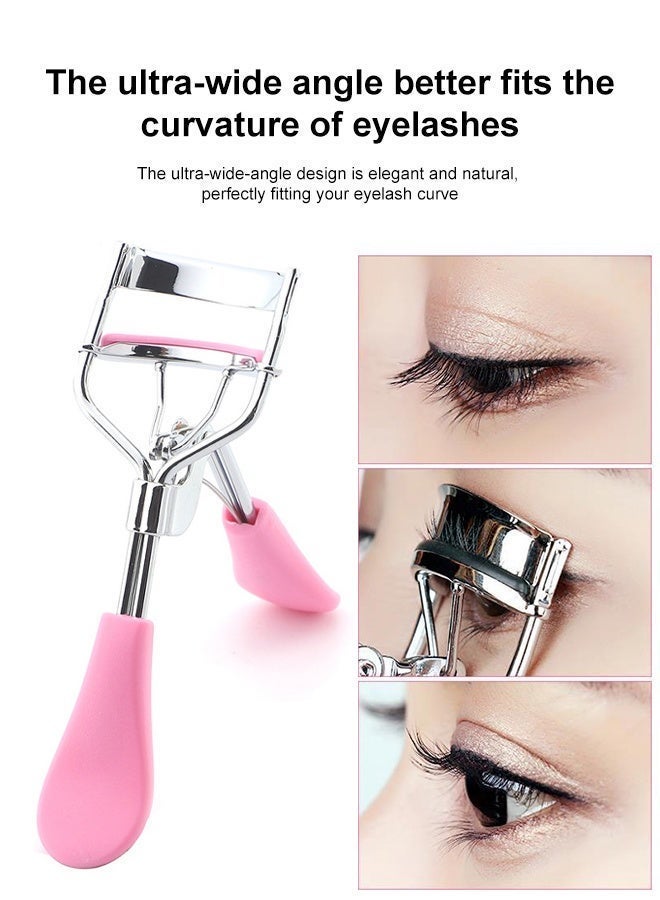 Stainless Steel Eyelash Pain Free Lash Curler with Silicone Handle, Ergonomic Design, Fits All Eye Shapes & Sizes, Portable Lash Curler for Women (Pink) - Image 5