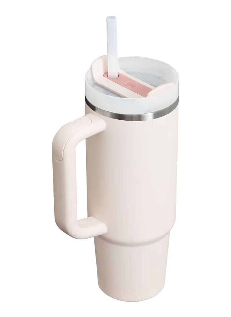 Stanley - 40 oz Tumbler with Handle Straw Lid, Insulated Cup Stainless Steel Vacuum Reusable Keep Cold Ice Water Travel Mug for Gifts for Women Men Lovers, Car Holder Friendly Cream White - Image 1