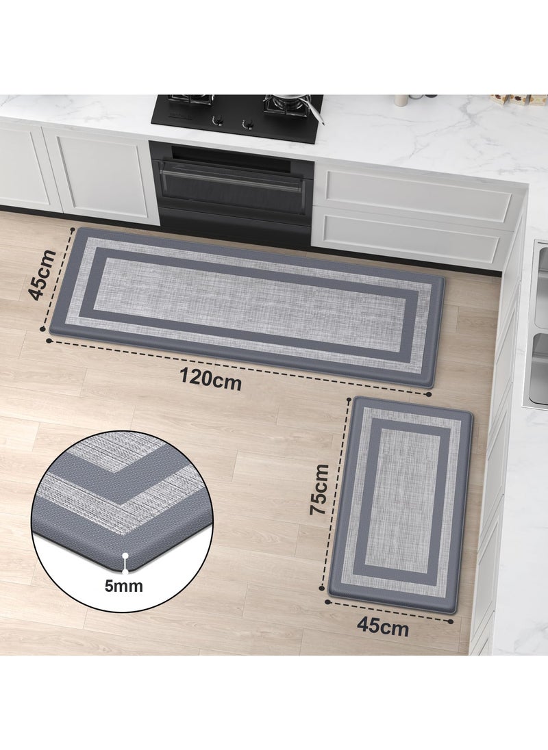 ZERIFAM Kitchen Floor Mat, 2PCS Kitchen Rugs, Cushioned Anti Fatigue Kitchen Mats for Floor, Waterproof Non-Skid Kitchen Rug Set, Ergonomic Comfort Standing Mat for Kitchen, Floor, Office, Sink, Laundry  - Image 2