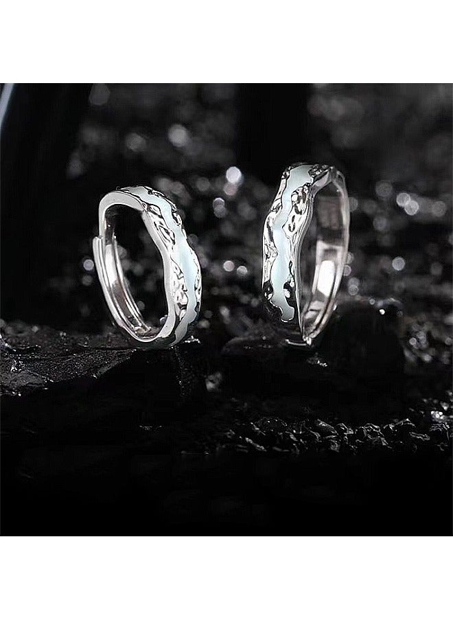 Beyond Luminescence Couples Promise Rings, Anti Fading Titanium Engagement Ring, Suitable As A Couple Gift and Wedding Ring (Silver) - Image 2