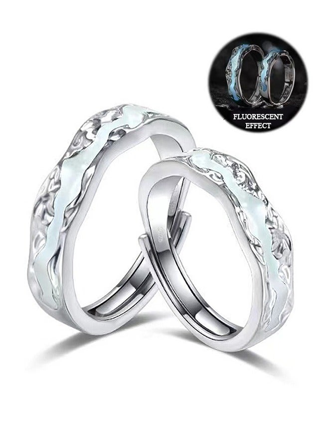 Beyond Luminescence Couples Promise Rings, Anti Fading Titanium Engagement Ring, Suitable As A Couple Gift and Wedding Ring (Silver) - Image 1