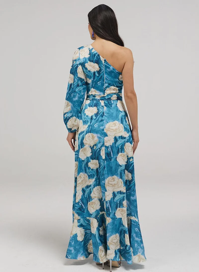 Zigzag  One Shoulder Printed Frill Dress for Women | Best Price UAE