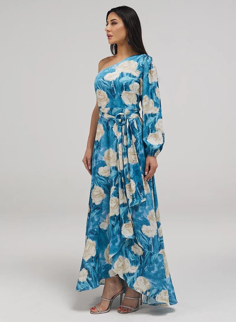 Zigzag  One Shoulder Printed Frill Dress for Women | Best Price UAE