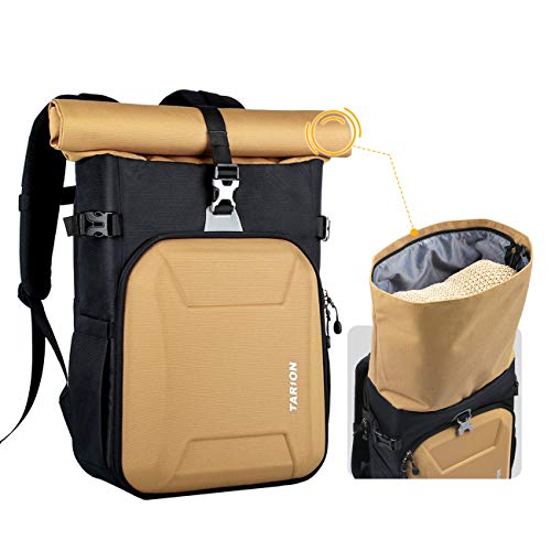 TARION Camera Backpack Canvas Camera Bag with Removable Laptop Compartment Waterproof Rain Cover Photography Backpack for DSLR SLR Mirrorless Cameras Video Camcorder Black - Image 4