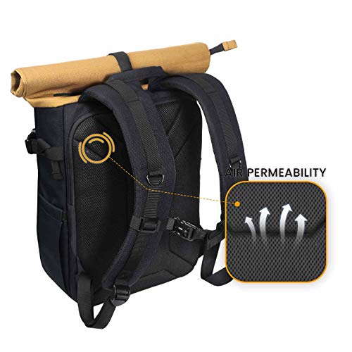 TARION Camera Backpack Canvas Camera Bag with Removable Laptop Compartment Waterproof Rain Cover Photography Backpack for DSLR SLR Mirrorless Cameras Video Camcorder Black - Image 5