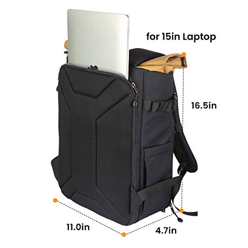 TARION Camera Backpack Canvas Camera Bag with Removable Laptop Compartment Waterproof Rain Cover Photography Backpack for DSLR SLR Mirrorless Cameras Video Camcorder Black - Image 3