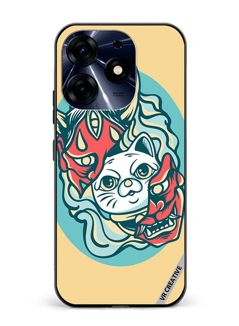 Protective Case Cover For Tecno Spark 10 Pro Cat In Mask Design Multicolour