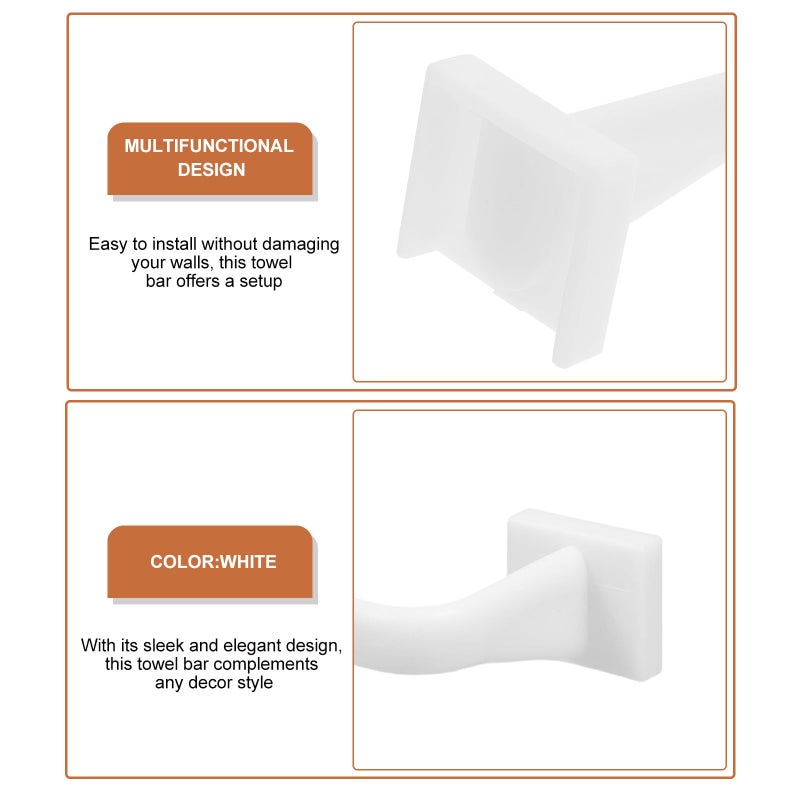 Self Adhesive Towel Rack No Drill Wall Mount 2 Pack White Space Saving Bathroom Kitchen Shelf - Image 4
