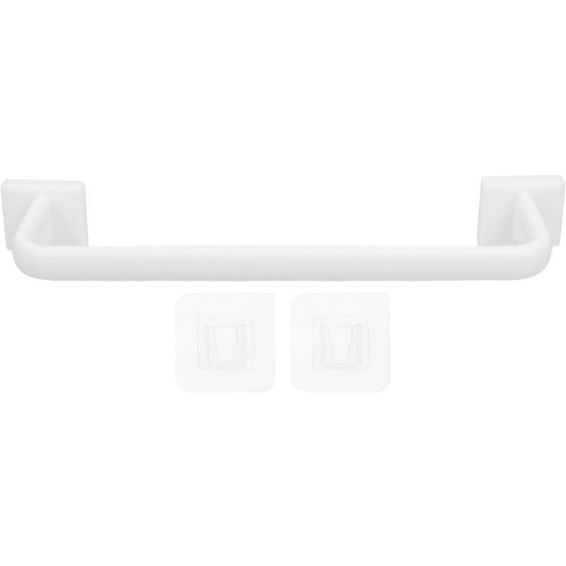 Self Adhesive Towel Rack No Drill Wall Mount 2 Pack White Space Saving Bathroom Kitchen Shelf - Image 2