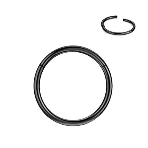 FANSING Black Nose Rings 16g 8mm Nose Hoop 16 Gauge Surgical Steel Piercing Hoop for Cartilage Helix Septum Jewelry Women Men - Image 5