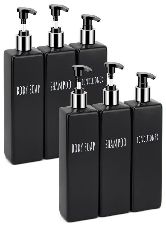 Segbeauty 6 Pack Reusable Shampoo and Conditioner Dispenser, 16.9oz 500ml Black Plastic Soap Dispenser for Bathroom and Kitchen - Image 1
