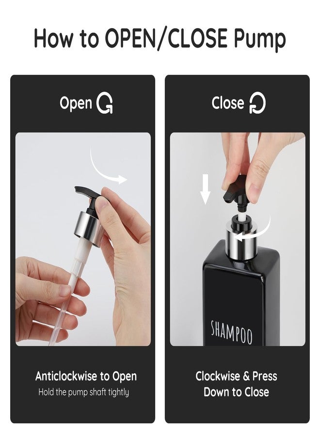 Segbeauty 6 Pack Reusable Shampoo and Conditioner Dispenser, 16.9oz 500ml Black Plastic Soap Dispenser for Bathroom and Kitchen - Image 5