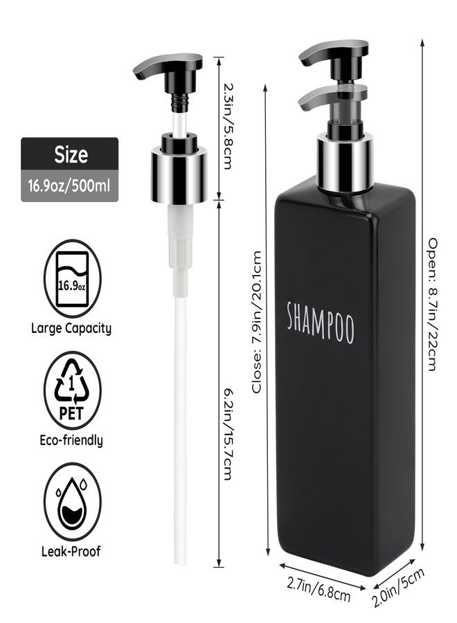 Segbeauty 6 Pack Reusable Shampoo and Conditioner Dispenser, 16.9oz 500ml Black Plastic Soap Dispenser for Bathroom and Kitchen - Image 3