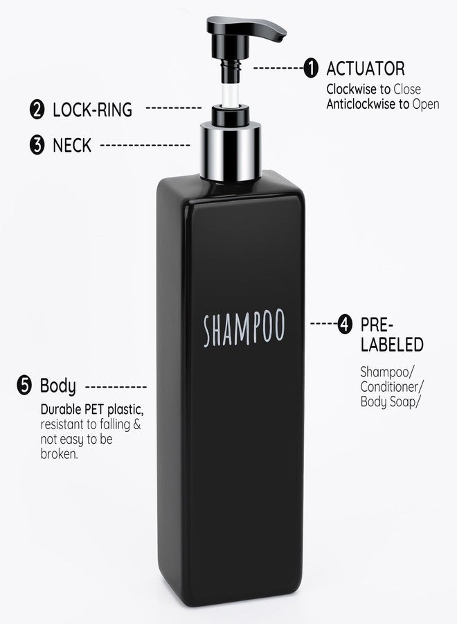 Segbeauty 6 Pack Reusable Shampoo and Conditioner Dispenser, 16.9oz 500ml Black Plastic Soap Dispenser for Bathroom and Kitchen - Image 4