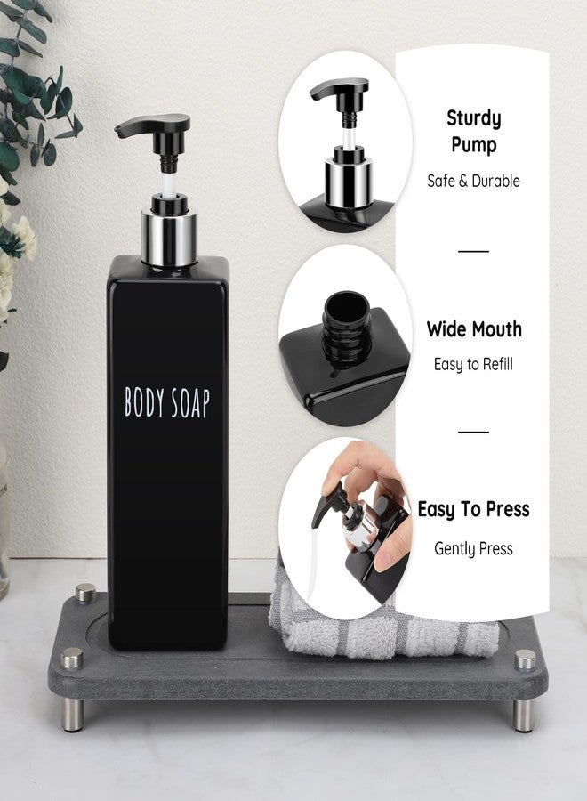 Segbeauty 6 Pack Reusable Shampoo and Conditioner Dispenser, 16.9oz 500ml Black Plastic Soap Dispenser for Bathroom and Kitchen - Image 2