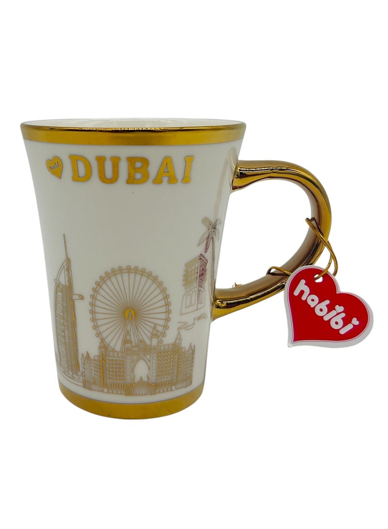 حبيبي كوب حبيبي دبي 300 مل، تصميم ناطحة سحاب من الذهب الأبيض - Image 1