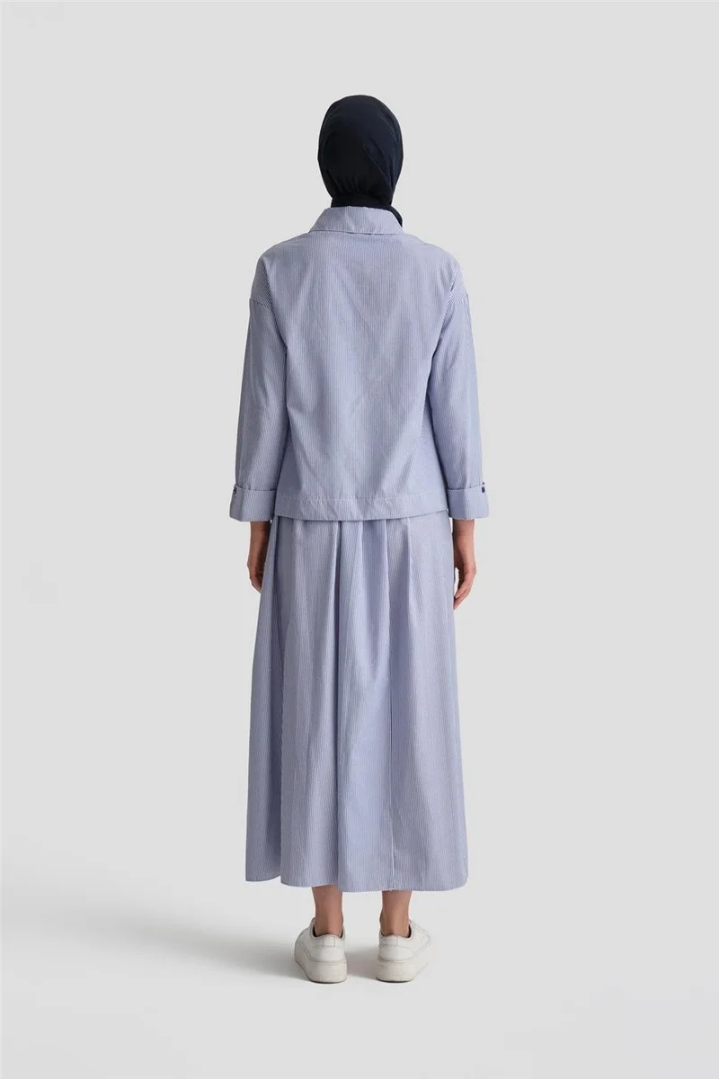 ARMINE Pleated Skirt Striped Suit 24K6851 Indigo