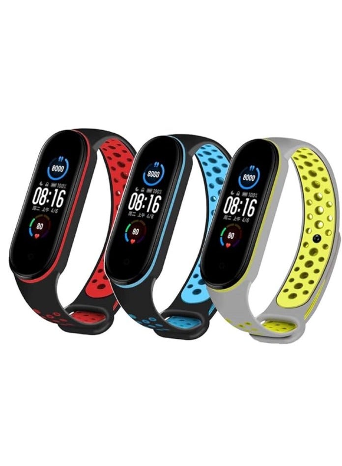 Strap Silicone Sport Band For Mi Band 7 / Mi Band 5 / Mi Band 6 Breathable Strap Replacement For M5 M6 Bracelet For Xiaomi MiBand 5 6 7 Smart Watch _ White & Red - Image 2