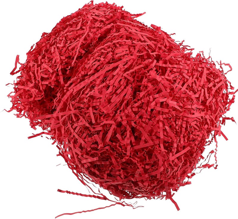Healvian Red Crinkle Cut Shredded Paper Filler 200g Pack for Box and Basket Filling, Packaging Tissue Paper Shreds for Wine, Cosmetics, and Holiday Wrapping - Image 1